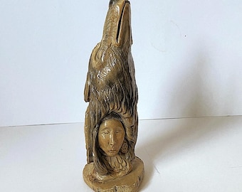SPIRIT of THE WOLF Totem Native Symbolism Sculpture Artist Signed Vintage