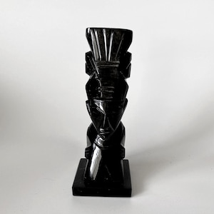 Obsidian Mayan Native Mexican Idol Statue Handcrafted Vintage