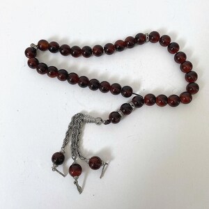 VINTAGE BAKELITE BEADS Turkish Tesbih Prayer Beads with Zirconias
