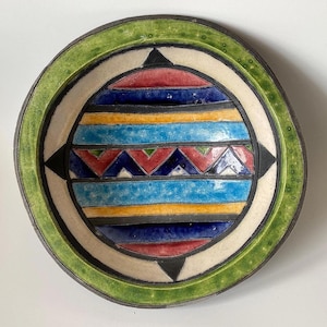 Cuenco de cerámica artesanal vintage firmado: arte africano, hecho en Botsuana