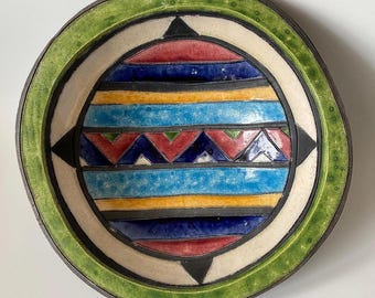 Vintage African Pottery Bowl: Hand Thrown, Signed, Made in Botswana