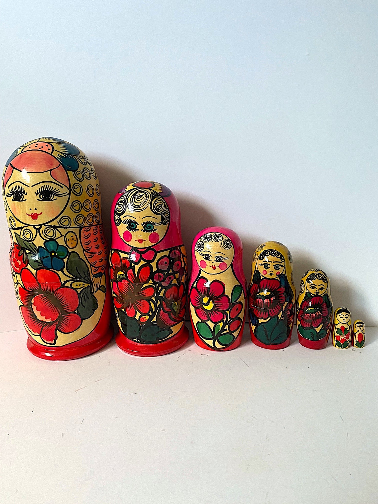 Large Russian Matryoshka Nesting Dolls Set Vintage Collectible Etsy UK