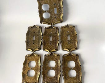 Vintage Brass Outlet and Light Switch Covers Set: Baroque Design