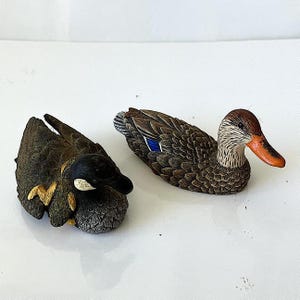 2 MALLARD DUCK FIGURINES Hand Made in Canada Vintage Collectible