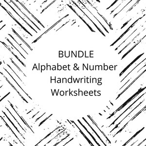BUNDLE Alphabet and Number Handwriting Worksheets, Tracing Worksheets, Early Stages of Handwriting Practice, Preschool Worksheets