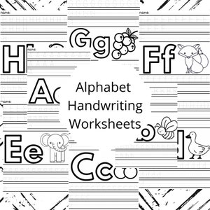 Printable Alphabet Handwriting Worksheets, Alphabet Letter Tracing, Early Stage Handwriting Practice, Preschool Alphabet Activity Worksheets