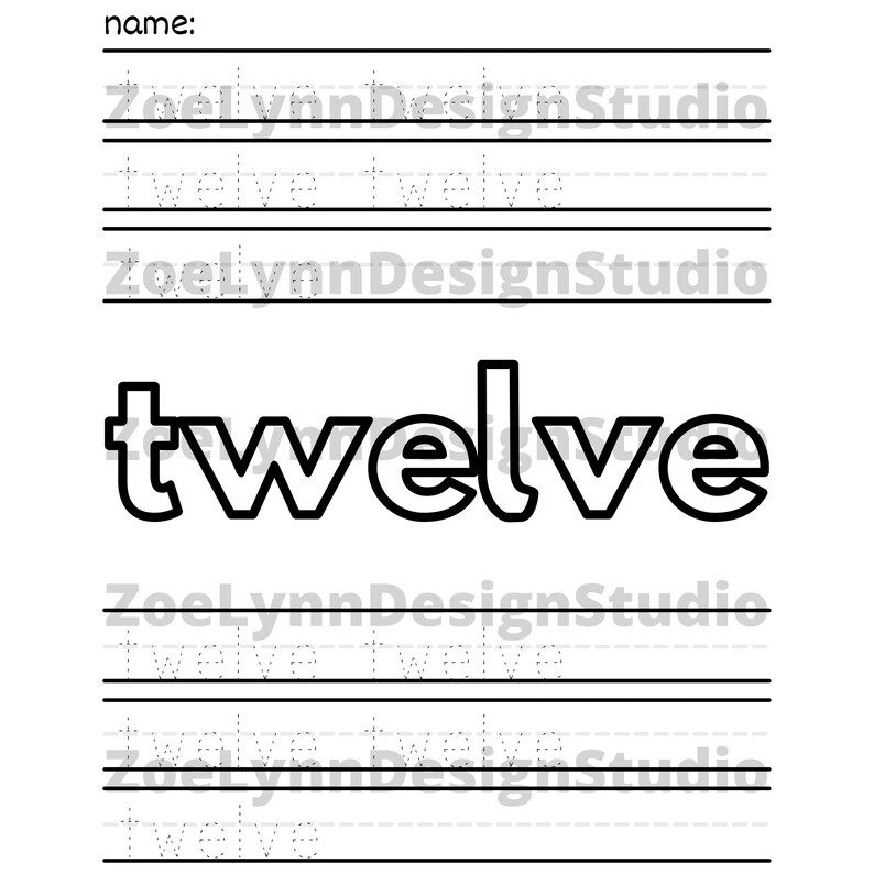 Printable Number Word Handwriting Sheets, Number Word Tracing, Early
