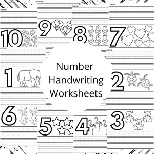 Printable Number Handwriting Worksheets, Number Tracing, Early Stages of Handwriting Practice, Preschool Number Worksheets, Number Activity
