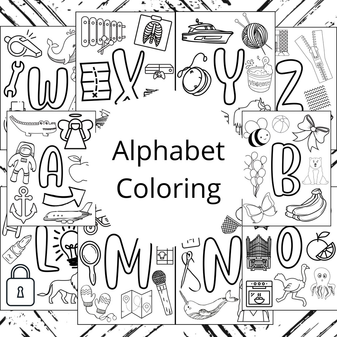 Printable Alphabet Coloring Pages, Alphabet Coloring Book, Alphabet
