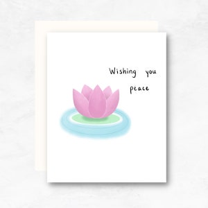 Lot de 4 cartes de condoléances avec lotus de cartes d'illustration, lot de cartes de voeux de condoléances réconfortantes, expression attentionnée de soutien et de guérison