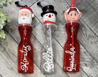 Personalised Chrismas Drinking Bottle Santa Elf Snowman Gift Novelty | Secret Santa | Christmas Eve Box | Gift For Him Gift For Her |
