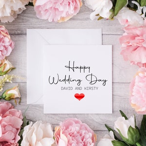 Carte personnalisée du jour du mariage | Just Married Gift Floral Design Carte Souvenir de couple de jeunes mariés | Félicitations Fiançailles Lune de Miel |
