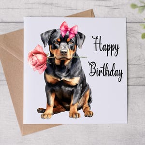 Carte d'anniversaire de chien - carte de maman de chien - carte d'anniversaire - chien rottweiler - bestie - carte personnalisée