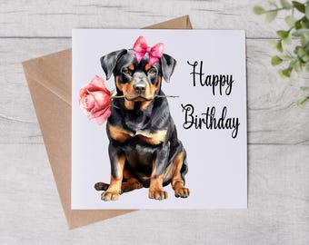 From The Dog Birthday Card - Dog Mum Card -  Birthday Card - Rottweiler Dog - Bestie - Personalised Card