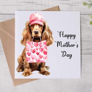 Tarjeta del Día de la Madre de From The Dog - Tarjeta para mamá de perro - Tarjeta del Día de la Madre - Perro Cocker Spaniel - Tarjeta personalizada