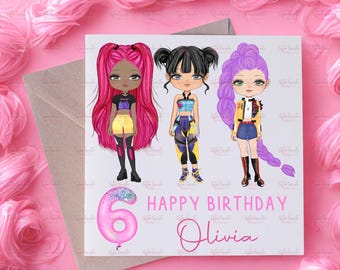 Birthday Card - Kpop - Granddaughter Card - 6th Birthday - Personalised Card - Daughter Birthday Card - Niece Birthday Card