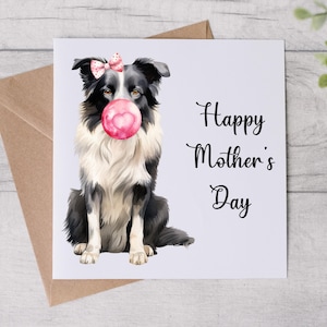 Tarjeta del Día de la Madre de From The Dog - Tarjeta para mamá de perro - Tarjeta del Día de la Madre - Perro Border Collie - Tarjeta personalizada