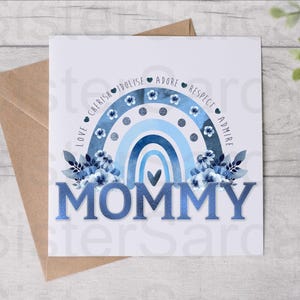 Cartão de Dia das Mães - Cartão para a mamãe - Floral azul da mamãe - Cartão de Dia das Mães - Cartão personalizado - Cartão de felicitações - Cartão de aniversário
