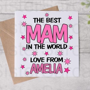 Best Mam In The World - Mother’s Day Card - Card For Mam - Birthday Card - Mothers Day Card - Personalised Card - Greeting Card