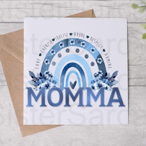 Mother’s Day Card - Card For Mum - Momma Blue Floral - Mothers Day Card - Personalised Card - Greeting Card - Birthday Card