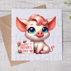 Mother’s Day Card - Card For Mum - Pig - Mothers Day - Personalised Card - Greeting Card - Birthday Card