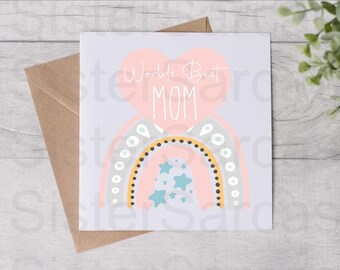 Carte de fête des mères - carte pour maman - meilleure maman du monde - fête des mères - carte personnalisée - carte de voeux - carte d'anniversaire