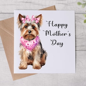 Tarjeta del Día de la Madre de From The Dog - Tarjeta para mamá perruna - Tarjeta del Día de la Madre - Perro Yorkie - Tarjeta personalizada