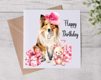 From The Dog Birthday Card - Dog Mum Card -  Birthday Card - Shetland Sheep Dog - Besties - Personalised Card