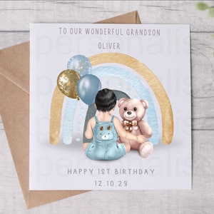 Personalisierte Baby Jungen 1. Erster Geburtstag Grußkarten Andenken Sohn Neffe Enkel Patensohn Bruder Geburtstagskarte Geschenk
