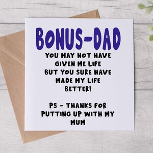 Carte de fête des pères personnalisée pour papa, beau-père, carte de beau-père, carte de voeux d'anniversaire drôle, cadeau de carte d'anniversaire