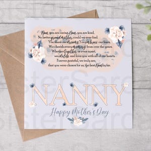 Nanny Forever Grateful - carte pour nounou - carte de fête des mères - carte d'anniversaire - des petits-enfants - carte personnalisée - carte de voeux