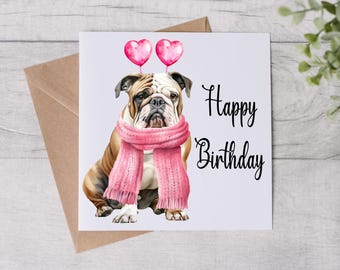 From The Dog Birthday Card - Dog Mum Card -  Birthday Card - Bulldog Dog - Bestie - Personalised Card