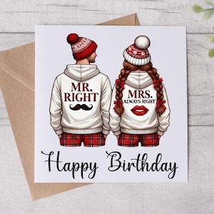 Mr Right Mrs Always Right - Verjaardagskaart - Grappige kaart - Romantische kaart - Gepersonaliseerde kaart
