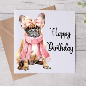 Cartão de aniversário From The Dog - Cartão de mãe de cachorro - Cartão de aniversário - Bulldog francês - Cachorro Frenchie - Melhor amiga - Cartão personalizado
