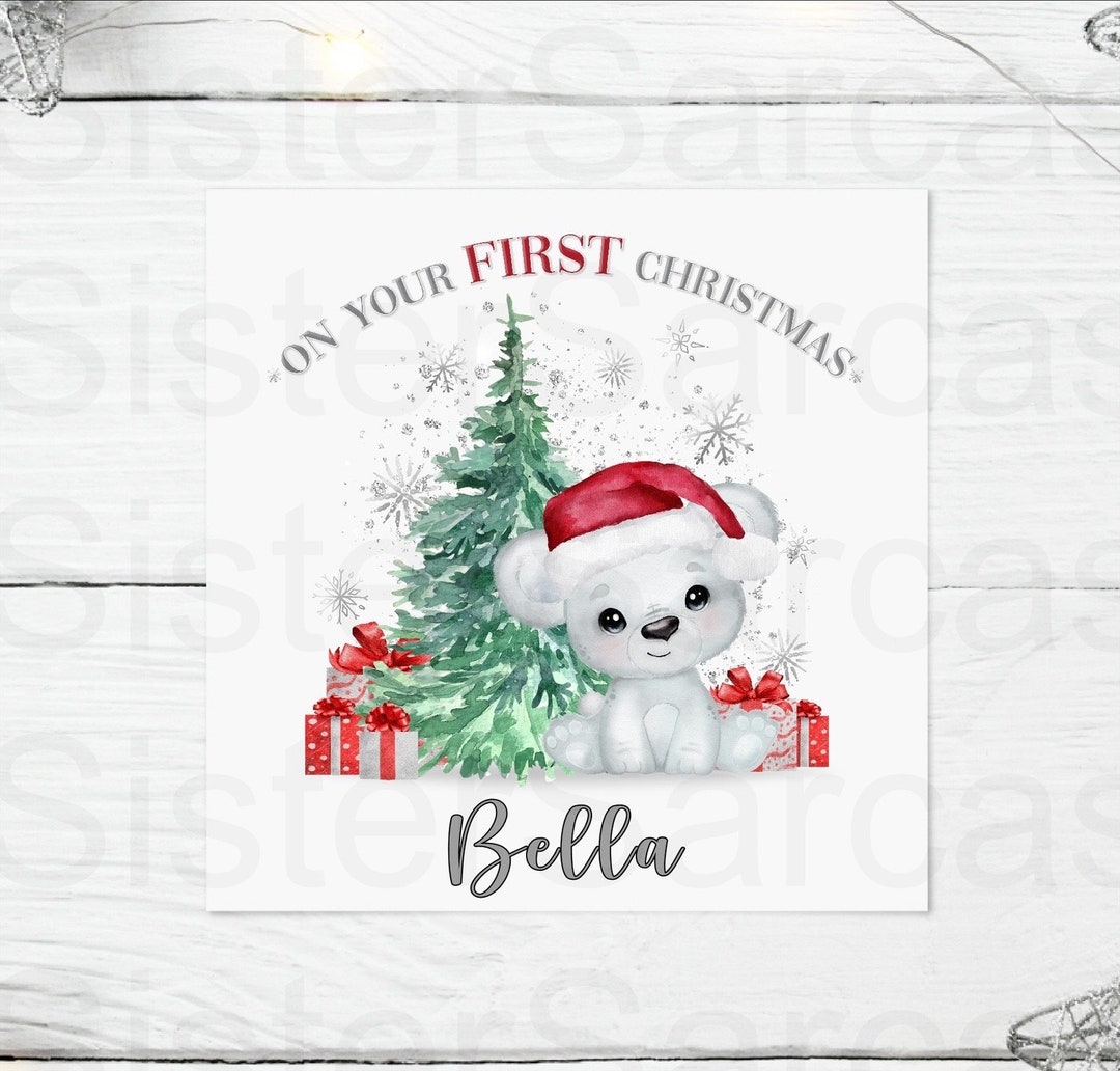 Personalised Babys 1st First Christmas Gonk Greetings Card Etsy Australia