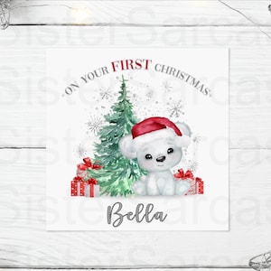Carte de vœux Gonk de Noël personnalisée pour bébé, carte de Noël, fils, fille, neveu, nièce, petit-fils, petite-fille, fille