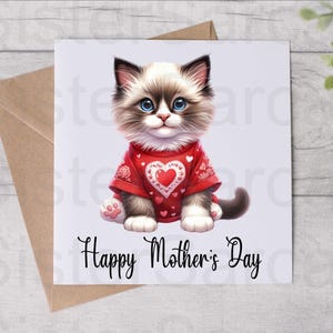 Carte de fête des mères du chat - carte de maman chat - carte drôle - carte de fête des mères - carte personnalisée - carte de chat