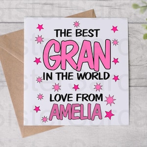 Best Gran In The World - Card For Gran - Mother’s Day Card - Birthday Card - From Grandkids - Personalised Card - Greeting Card