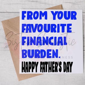 Tarjeta del Día del Padre para papá - Para tu carga financiera - Tarjeta divertida - Tarjeta personalizada - Tarjeta del Día del Padre - Tarjeta de cumpleaños