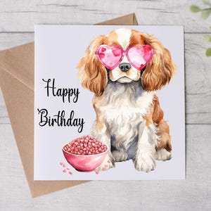 Carte d'anniversaire de chien - carte de maman de chien - carte d'anniversaire - chien de cavalier du roi Charles - bestie - carte personnalisée