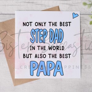 Carte de fête des pères - Meilleur beau-père et papa - Carte personnalisée - Carte de fête des pères - Carte d'anniversaire