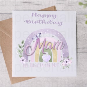Personalised Mam Mum Birthday Greetings Card Flowers Mum Mam Mummy Keepsake Card Gift