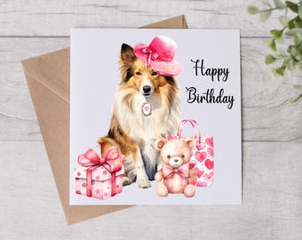 From The Dog Birthday Card - Dog Mum Card -  Birthday Card - Shetland Sheep Dog - Bestie - Personalised Card