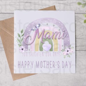 Carte Fête des Mères - Carte pour maman - Mami Purple Floral - Fête des Mères - Carte personnalisée - Carte de voeux - Mami Card
