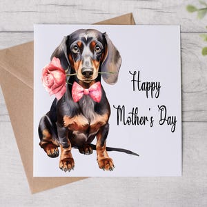 Tarjeta del Día de la Madre de From The Dog - Tarjeta para mamá perruna - Tarjeta del Día de la Madre - Perro salchicha - Tarjeta personalizada