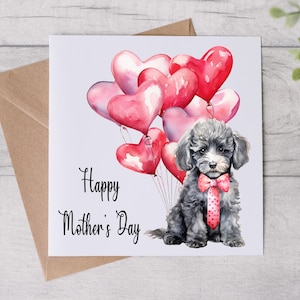 From The Dog Biglietto per la festa della mamma - Biglietto per la mamma di un cane - Biglietto per la festa della mamma - Barboncino nero - Biglietto personalizzato