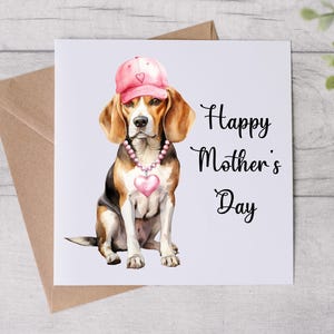 Tarjeta del Día de la Madre de From The Dog - Tarjeta para mamá perruna - Tarjeta del Día de la Madre - Perro beagle - Tarjeta personalizada