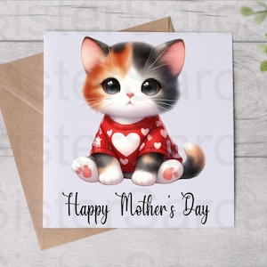 Carte de fête des mères du chat - carte de maman chat - carte drôle - carte de fête des mères - carte personnalisée - carte de chat