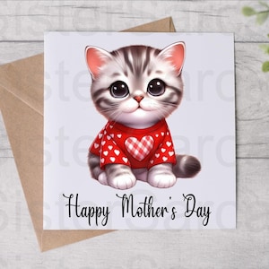 Carte de fête des mères du chat - carte de maman chat - carte drôle - carte de fête des mères - carte personnalisée - carte de chat