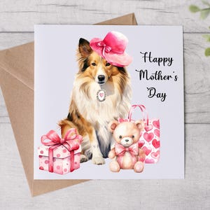 Tarjeta del Día de la Madre de From The Dog - Tarjeta para mamá perruna - Tarjeta del Día de la Madre - Perro pastor de Shetland - Tarjeta personalizada